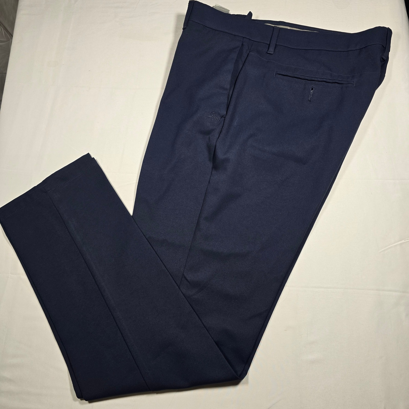 Original Penguin Mens Golf Pants Navy Blue Flat Front Stretch 34x32